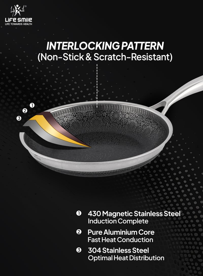 Life Smile 28cm Hybrid Stainless Steel Non-Stick Fry Pan with Induction Base (2.36L) - Image 4